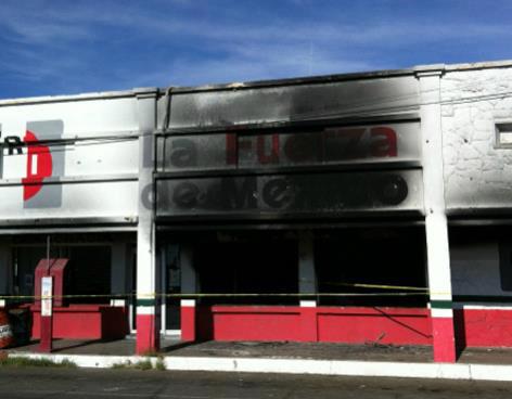 The offices of PRI in the municipality of San Luis Río Colorado, Sonora after an arson attack on Dec. 2, 2012.